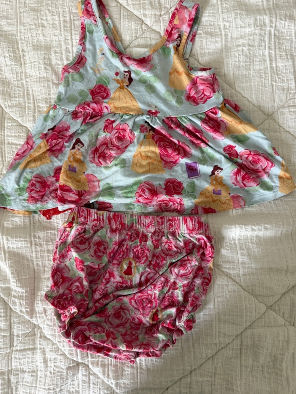 Posh Peanut Blue Tank Top & Pink Floral Bloomers - Belle Print